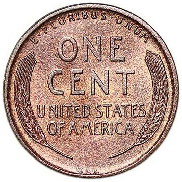 1909 Lincoln Wheat Cent Penny Back